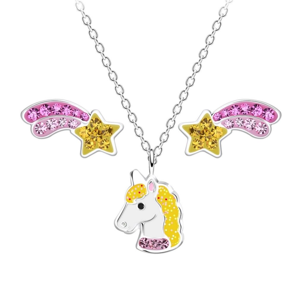 Kids  Silver Unicorn Necklace and Stud Earrings Set